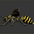 Realistic Mechanical Bee With Yellow Black Stripes And Metallic Wings Design