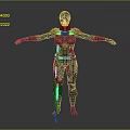 Futuristic Game Movie Character In Metallic Combat Suit With Helmet And Red Visor