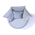 Modern Round Single Sofa In Light Gray Textured Fabric With Multiple Plush Cushions Design