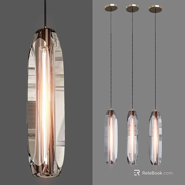 Modern Glass Pendant Lights Set of Three Hanging Illuminated Ceiling Design 3d model 