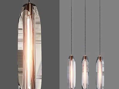 Modern Glass Pendant Lights Set of Three Hanging Illuminated Ceiling Design 3d model