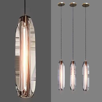Modern Glass Pendant Lights Set of Three Hanging Illuminated Ceiling Design 3d model