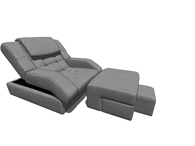 Gray Comfortable Recliner Chair With Ottoman For Modern Living Room Relaxation 3d model