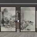 New Chinese Style Partition Landscape Painting Screen Partition 3d model