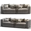 Modern Style Gray Two Seater Sofa With Multiple Cushions And Throw Blanket 3d model