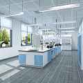 Modern Laboratory Interior With Lab Benches Fume Hoods And Large Windows