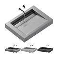 Modern Concrete Bathroom Sink With Sleek Design And Black Faucet In Gray And Black Colors