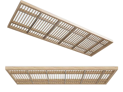 Wooden Sunshade With Grid Design For Outdoor Patio And Garden Use 3d model