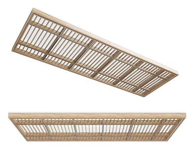 Wooden Sunshade With Grid Design For Outdoor Patio And Garden Use 3d model