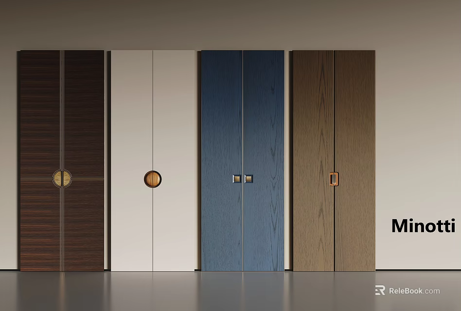 Modern Mino Cabinet Door Designs With Different Colors And Handle Styles 3d model 