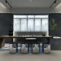 Modern Home Theater Interior With Large Screen TV Gray Sofa Red Armchair Bookshelves And Spotlights
