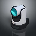 Modern Computer Scanner With White Black Design Blue Lens And Stable Base 3d model
