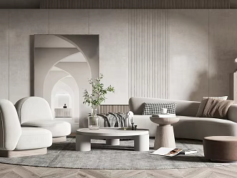 Modern Living Room Home Living Room Sofa Coffee Table Combination Curved Sofa Stool Coffee Table 3d model
