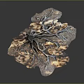Detailed Tree Stump With Exposed Extensive Spreading Roots And Natural Texture 3d model