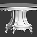 Classic Round Dining Table With Woven Top And White Carved Legs 3d model