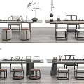 Modern Minimalist Tea Table And Chairs With Wooden Tabletop Stools And Tea Sets
