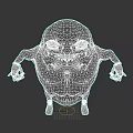 Fantasy Character Creature with Red Skin Large Eyes Open Mouth Skeleton Hands and Colorful Shoes