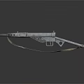 Vintage Machine Gun Weapon with Metal Barrel Stock and Support Stand
