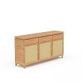 Wooden Cabinet With Woven Door Panels And Three Drawers Simple Design
