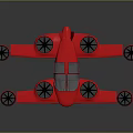 Red Multi Rotor Aircraft With Transparent Cockpit And Six Black Propellers