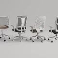 Modern Office Chairs With Mesh Back Various Colors And Rolling Wheels 3d model
