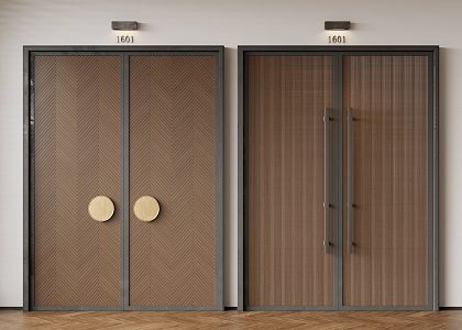 Double door swing door entry door security door opposite door number 3d model