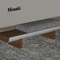 Modern Bed Bench with Gray Padded Cushion and Wooden Legs on Area Rug 3d model