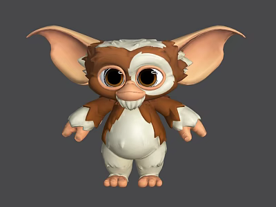 Cute Game Movie Character With Large Ears Big Eyes And Brown White Fur 3d model