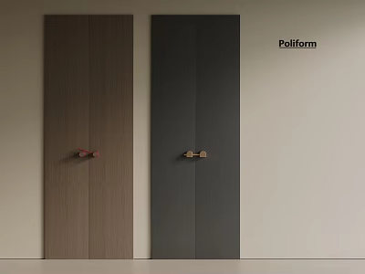 Pallform Two Wooden Doors In Brown And Dark Gray With Metal Handles Design 3d model