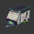 Expedition White Camper Trailer With Dark Blue Roof Orange Accents And Gas Cylinders