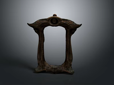 Modern Home Decorative Metal Frame With Intricate Carvings Round Top Ornament And Side Details 3d model