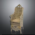 Elegant Classical Carved Armchair With Intricate Floral Patterns Ornate Backrest And Legs