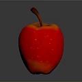 Red Apple With Brown Stem Smooth Surface And Reflection As Daily Life Item