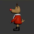 Reindeer Game Movie Character With Red Nose Antlers Red Coat White Collar Black Boots
