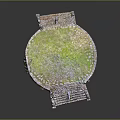 Ancient Circular Stone Platform With Stone Stairs And Green Grass Covering 3d model