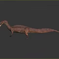 3D Rendered Red Brown Dinosaur Model With Open Mouth Standing On Gray Background