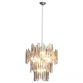 Modern Linear Chandelier With Metallic Rods Hanging Chain And Bright Illuminated Lights