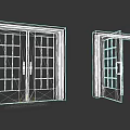 White Swing Doors With Glass Panels And Metal Handles In Open Closed States