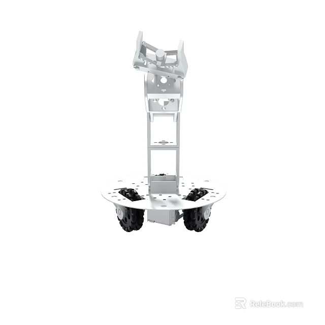 Robot Mobile Platform With Metal Frame Structure And Four Black Wheels 3d model 