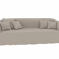 Modern Living Room Beige Linen Multi-seat Sofa With Fitted Cover And Multiple Soft Cushions