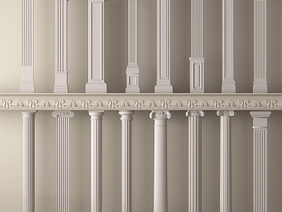 European Column Roman Column Gypsum Column Gypsum Line Cylindrical Square Column 3d model