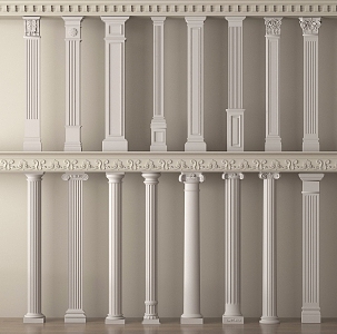 European Column Roman Column Gypsum Column Gypsum Line Cylindrical Square Column 3d model