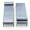 Modern Gray Leather Sofa Bench With Roll Back Design And Slim Legs 3d model