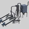 Industrial Processing Equipment System with Cyclone Separator Conveyor Belt Piping and Enclosure Unit