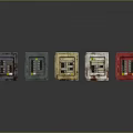 Five Different Colored Open Door Computer Cases Showing Internal Components On Gray Surface With Reflections