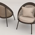 Modern Rattan Leisure Chair With Wooden Frame Light Cushion And Pillow