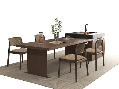 Middle Ancient Style Dining Table and Chair Island Table Dining Table and Chair 3d model