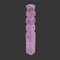 Traditional Carved Stone Pillar With Intricate Dragon Motifs And Textured Surface