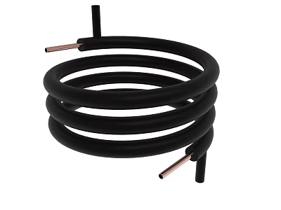 Black Coiled Pipe Structure With Copper Tube Connections For Industrial Applications 3d model