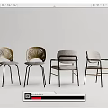 Modern Dining Chairs With Textured Backrests Leather Seats And Black Metal Legs